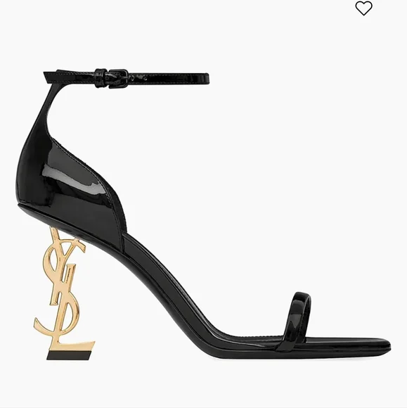 Yves Saint Laurent Black and Gold Heels with Iconic Logo Saint Laurent Opyum YSL - Picture 1 of 9